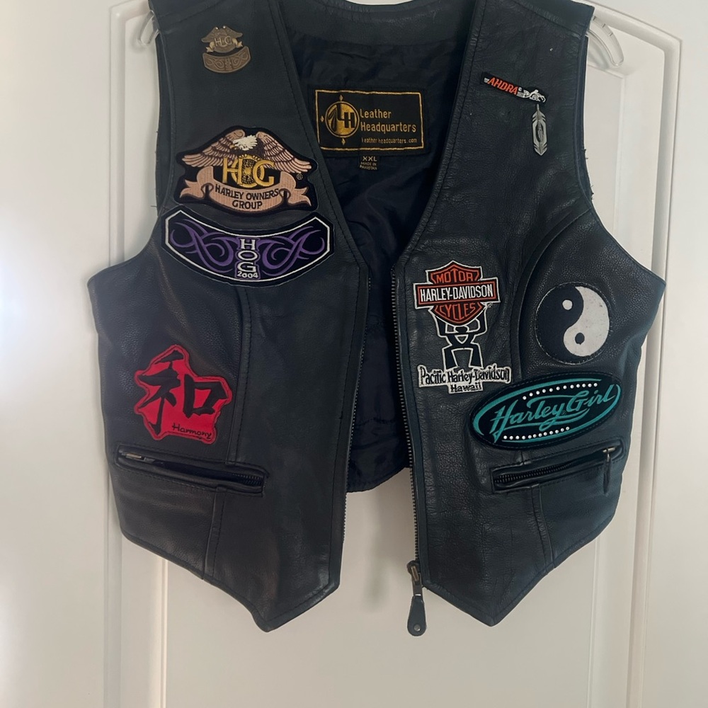 Harley-Davidson Black Leather Vest with Patches